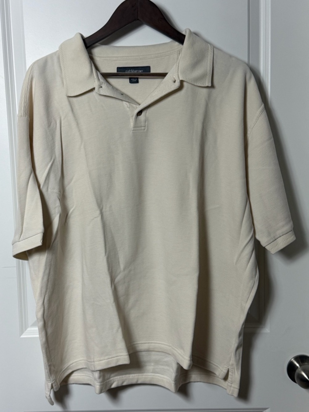 Croft & Barrow Ivory Silk Ribbed Knit Polo Top Men XXL